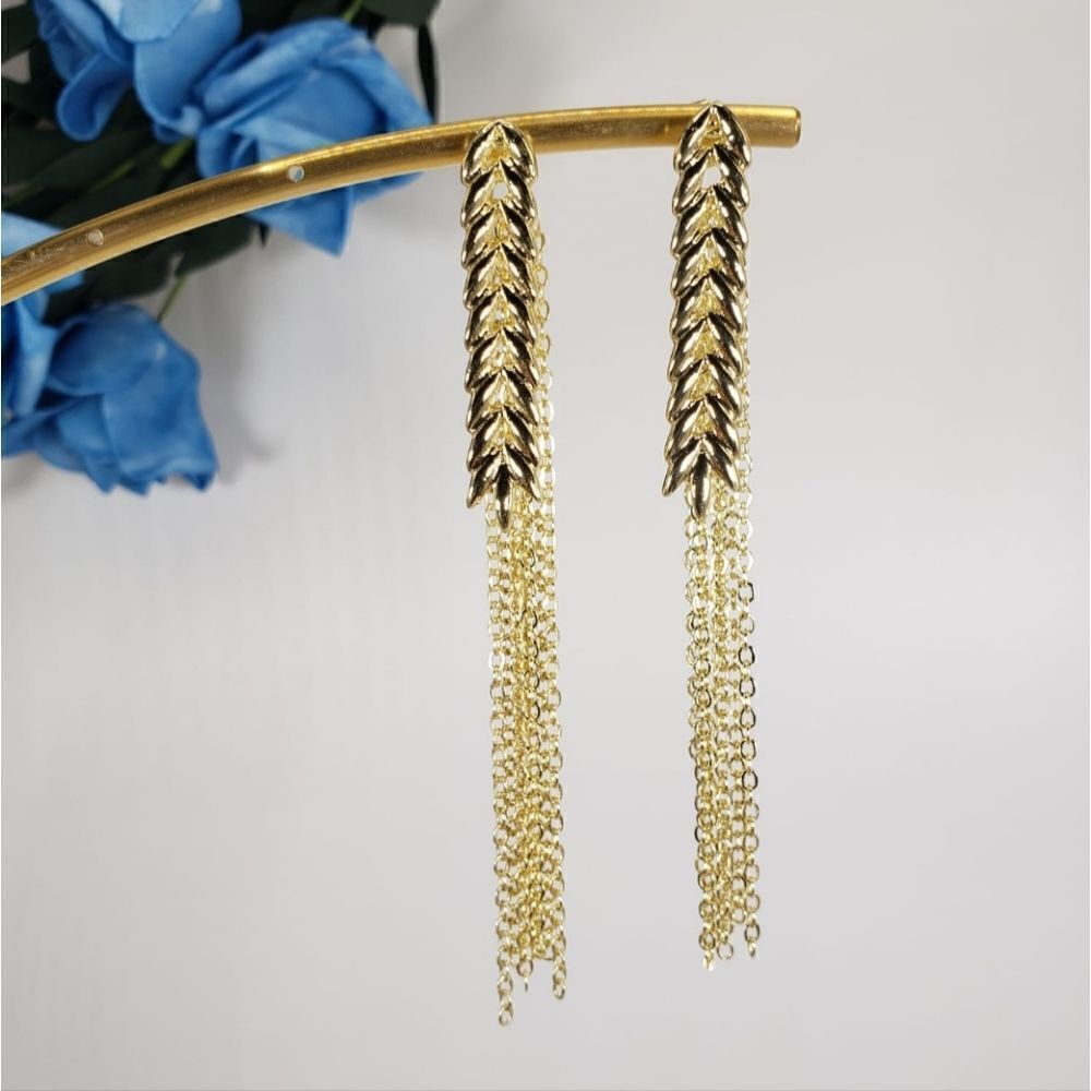 Brand New Top Fashion 2 in 1 Gold Earrings